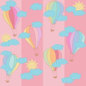 MEDIUM-Baby Girl Hot Air Balloons-3" Stripe
