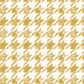Painted Watercolor Houndstooth - Mustard Yellow with White