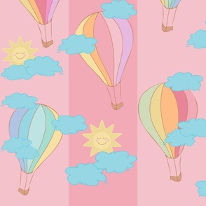 LARGE-Baby Girl Hot Air Balloons-6" Stripe