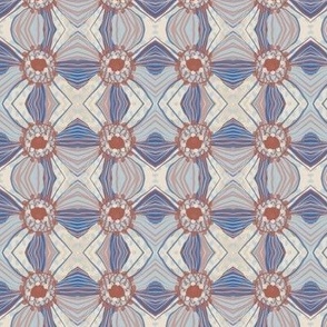  blue and rust geometric grid