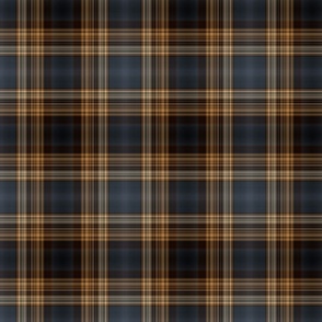 Dark Blue and Brown Fine Line Plaid - Medium - Small Scale