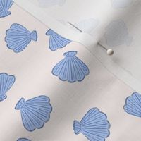 Scallop Sea Shells in Sky Blue and White