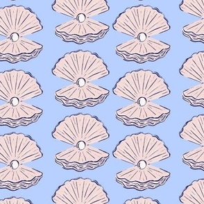 Pearls in Clams in Sky Blue