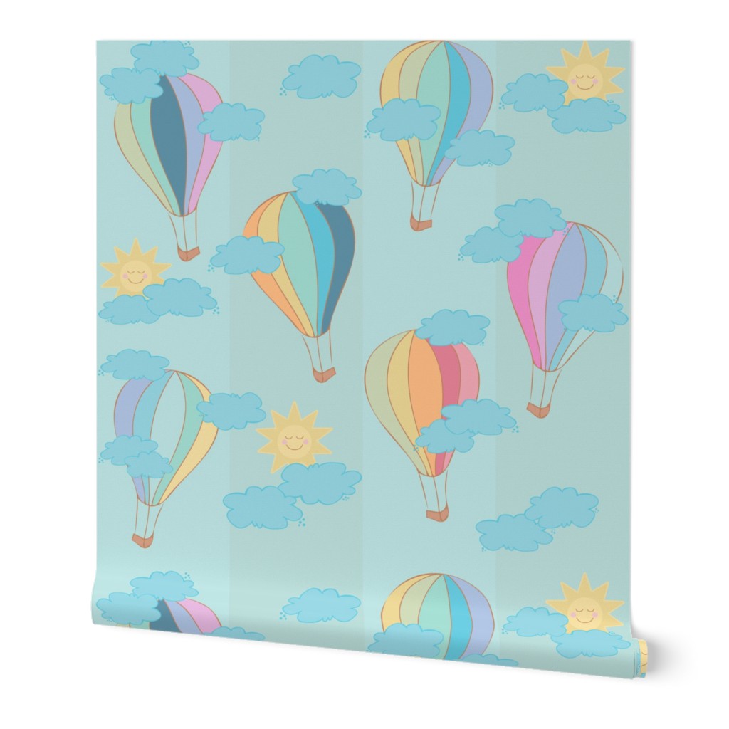 LARGE-Baby Boy Hot Air balloons-6" stripe