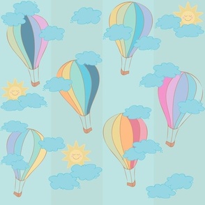 MEDIUM-Baby Boy Hot Air Balloons-3" Stripe