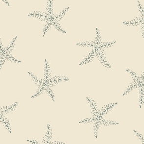  Large delicate speckled stars - eggshell cream white and muted sage green