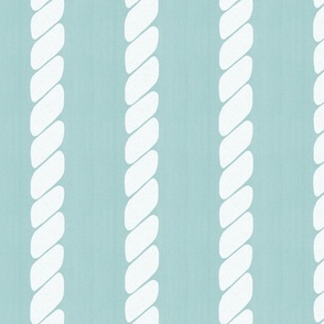 Rope Stripes // White on Opal Green Background 