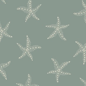  Large delicate speckled stars - muted sage green