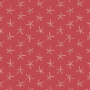 small delicate speckled stars - cranberry red and eggshell cream white