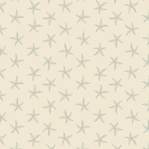 small delicate speckled stars - eggshell cream white and muted sage green