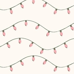 Christmas Tree Lights Wavy Stripe on Cream