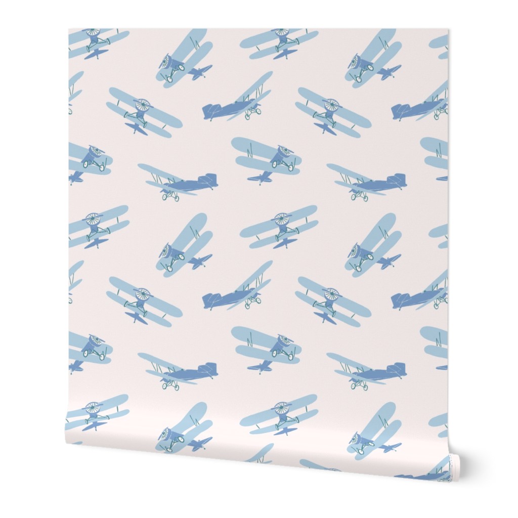 Vintage Airplanes in Dusty Blue (Jumbo)