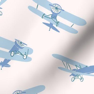 Vintage Airplanes in Dusty Blue (Jumbo)