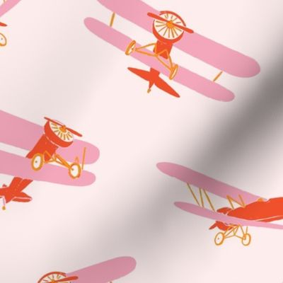 Vintage Airplanes in Pink and Orange (Jumbo)