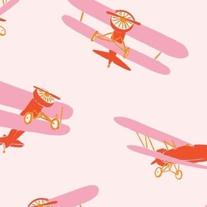 Vintage Airplanes in Pink and Orange (Jumbo)