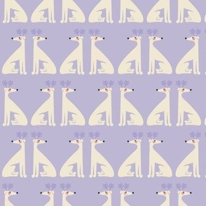 Santa's Little Helper - Greyhound with Reindeer Antlers - pastel Lavender violet purple