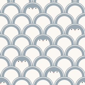 jumbo 24x24in scalloped penguins - slate