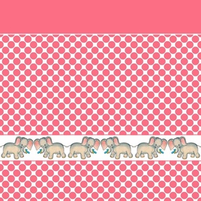 pink polka dot, elephant skirt panel border panel