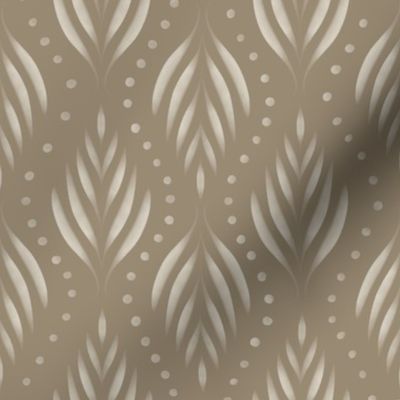 Dots and Fronds _ creamy white_ khaki brown _ traditional