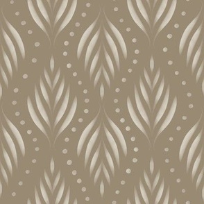 Dots and Fronds _ creamy white_ khaki brown _ traditional