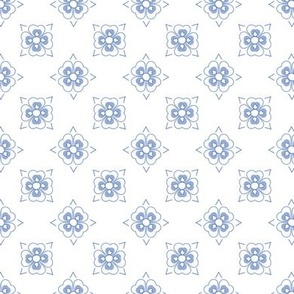 French country floral simple in pastel Forget-me-not blue and white