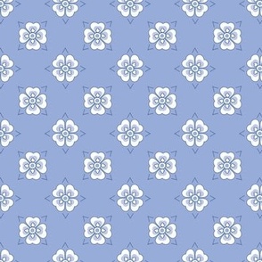 French country floral simple in charming Forget-me-not blue and white
