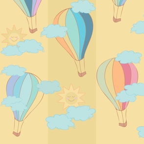 LARGE-Baby Neutral Hot Air balloons-6" stripe