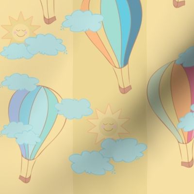 MEDIUM-Baby Neutral Hot Air Balloons-3" Stripe