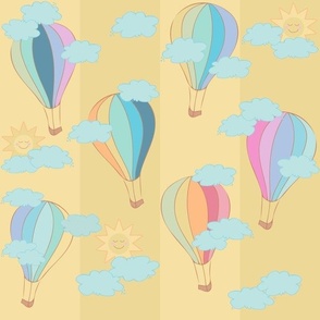 MEDIUM-Baby Neutral Hot Air Balloons-3" Stripe