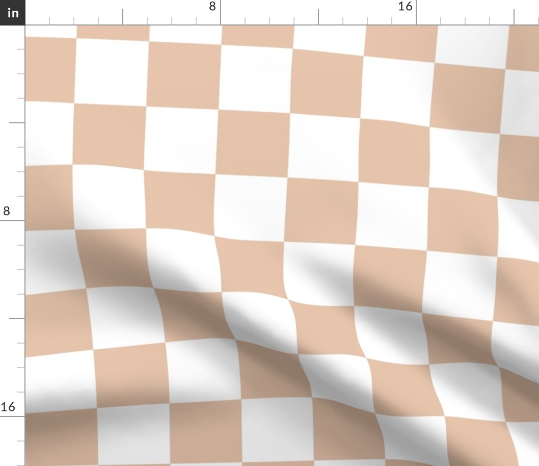 Jumbo Scale // Light Desert Sand Brown Checkers Checkerboard Retro 2.5 Inch Squares  