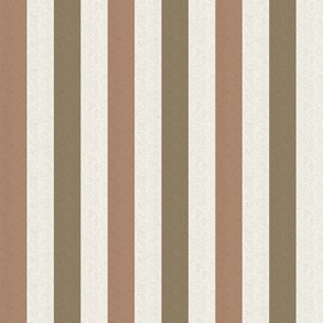 Small scale rustic stripe in earthy warm tan brown and olive green with a vintage linen texture 