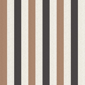 Small scale rustic stripe in earthy warm tan brown and slate gray with a vintage linen texture 