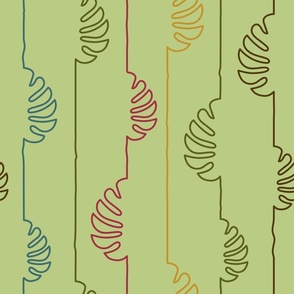 (L) Tropical leaves stripes mint green