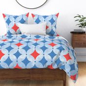 harlequine dotted diamond rows // blue red // large
