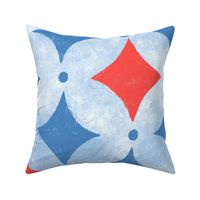 harlequine dotted diamond rows // blue red // large