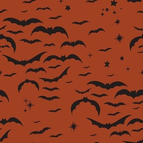 Halloween Bats in Black and Rust Brick Medium