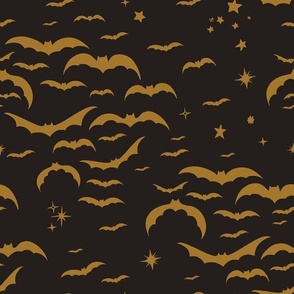 Halloween Bats in Black and Gold Medium