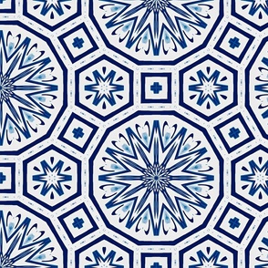 Persian tiles,blue tiles,Moroccan,circles,geometric shapes ,Larger print 