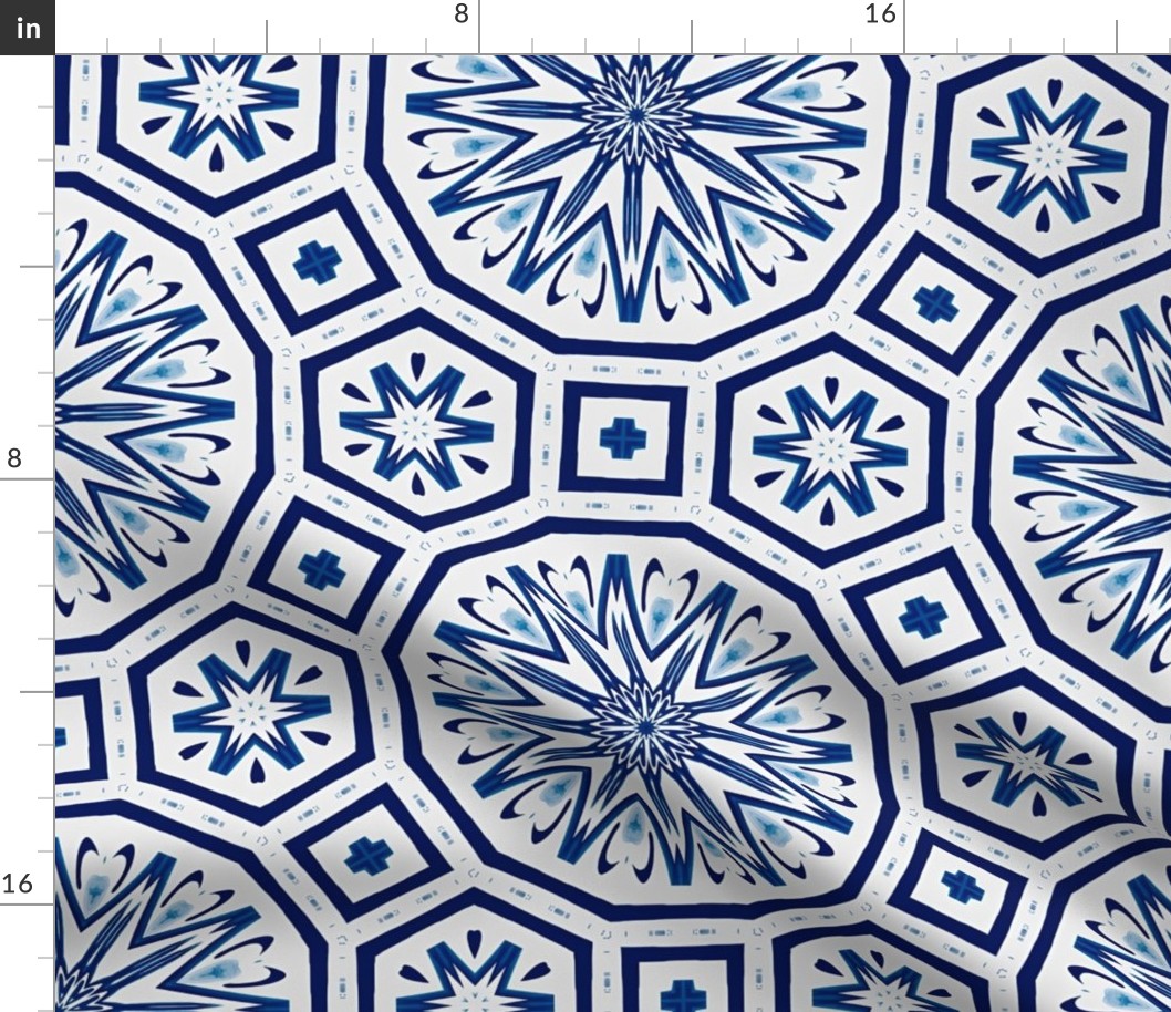 Persian tiles,blue tiles,Moroccan,circles,geometric shapes ,Larger print 