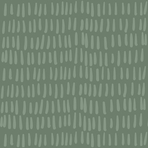 Dark Sage Green Boho Dash Lines Texture Pattern