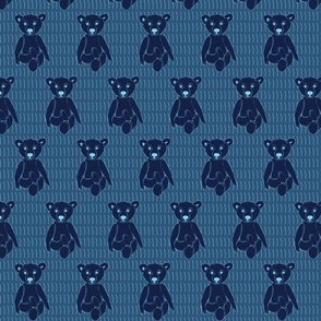 Yogi Teddy Bear in Navy on Textured Background, Monochromatic