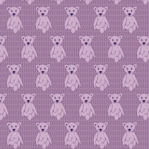 Yogi Teddy Bear in Lilac and Mauve on Textured Background, Monochromatic