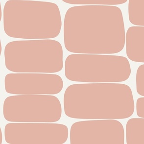 Abstract Geometric Rectangle Stone Shape with Light Pink Clay Blush Pink Apricot Salmon on Ivory Ecru Off-White in Japandi, Normcore Aesthetic with Minimalistic Vibes for Natural Boho Home Decor, Rustic Farmhouse Wallpaper & Cottage Chic Upholstery