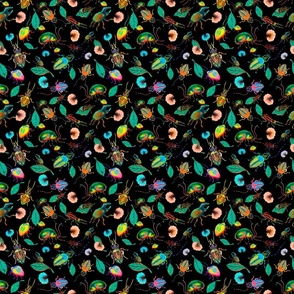 Bustling Night Bugs colorful insect pattern | small 6in