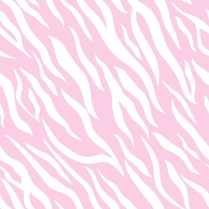 Bigger Scale Barbiecore Wild Animal Zebra Stripes White and Pale Pink