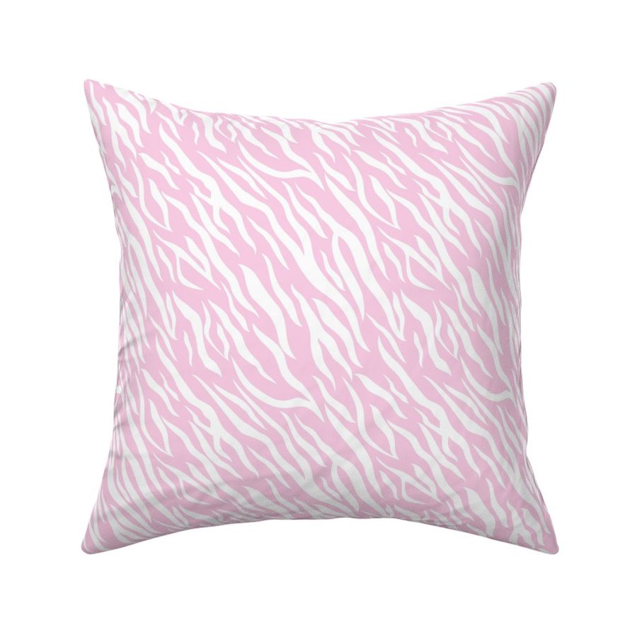 Smaller Scale Barbiecore Wild Animal Zebra Stripes White and Pale Pink