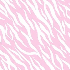 Smaller Scale Barbiecore Wild Animal Zebra Stripes White and Pale Pink