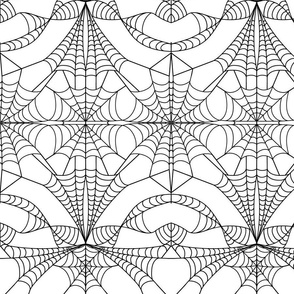 Cobweb Damask Black on White Repeat Pattern