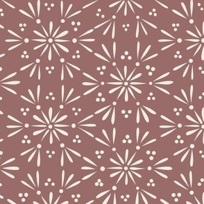 geo floral 02 - copper rose pink _ creamy white - simple sweet geometric