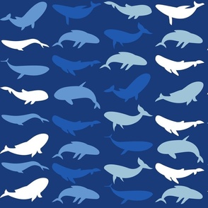 Oh Whale Stripe Blue Whale Silhouettes Repeat Pattern